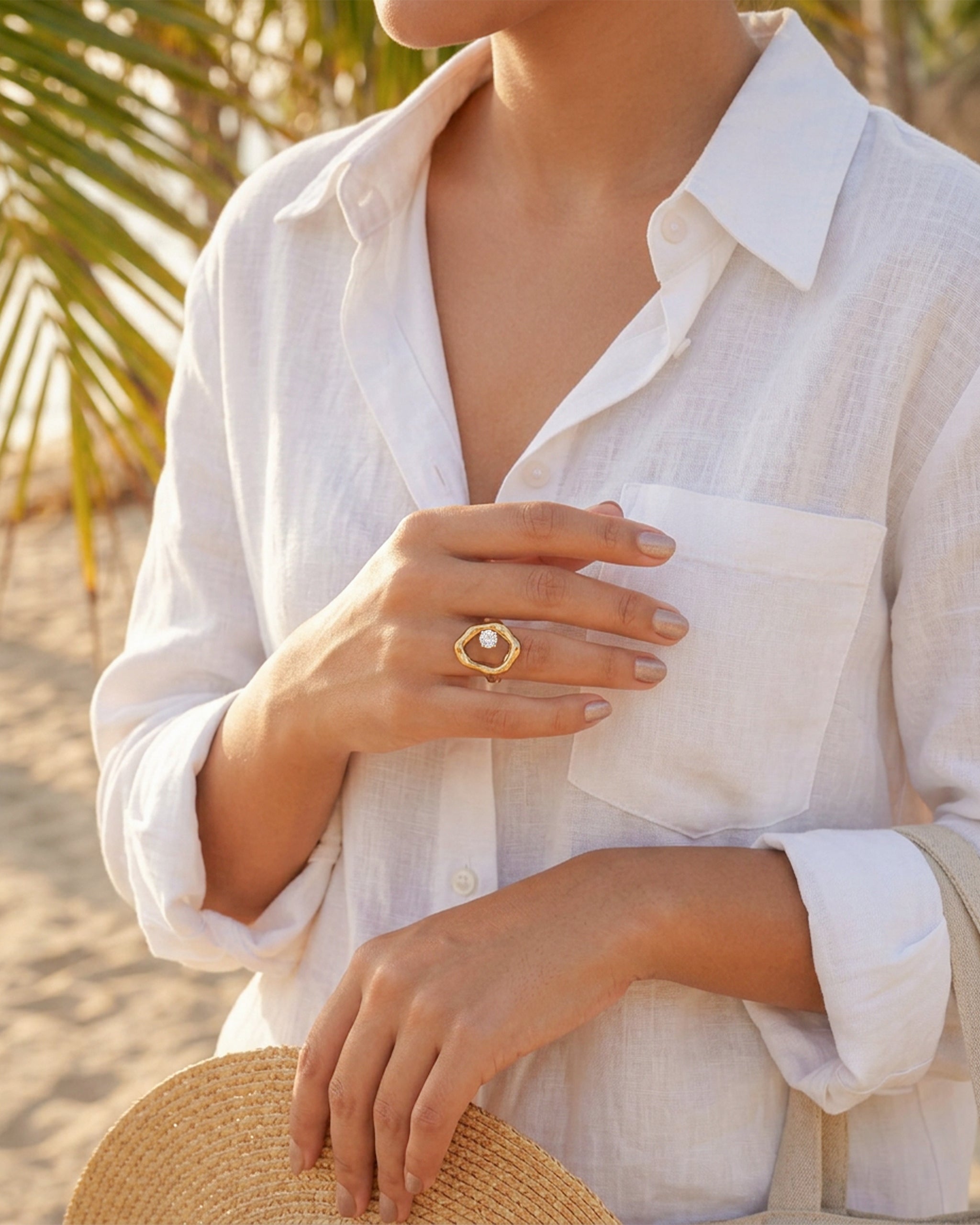 Offener Ring aus 18-karätigem Gold mit Diamant